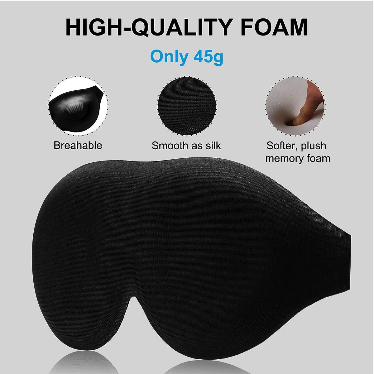 Sleep Mask Women Men with Molded Eye Cups, Well-Contoured 3 D Extra-Plush Soft Memory Foam Blackout Eye Mask Zero Pressure on Eyelids & Eyelashes W Earplugs Set - Silent Night Stars