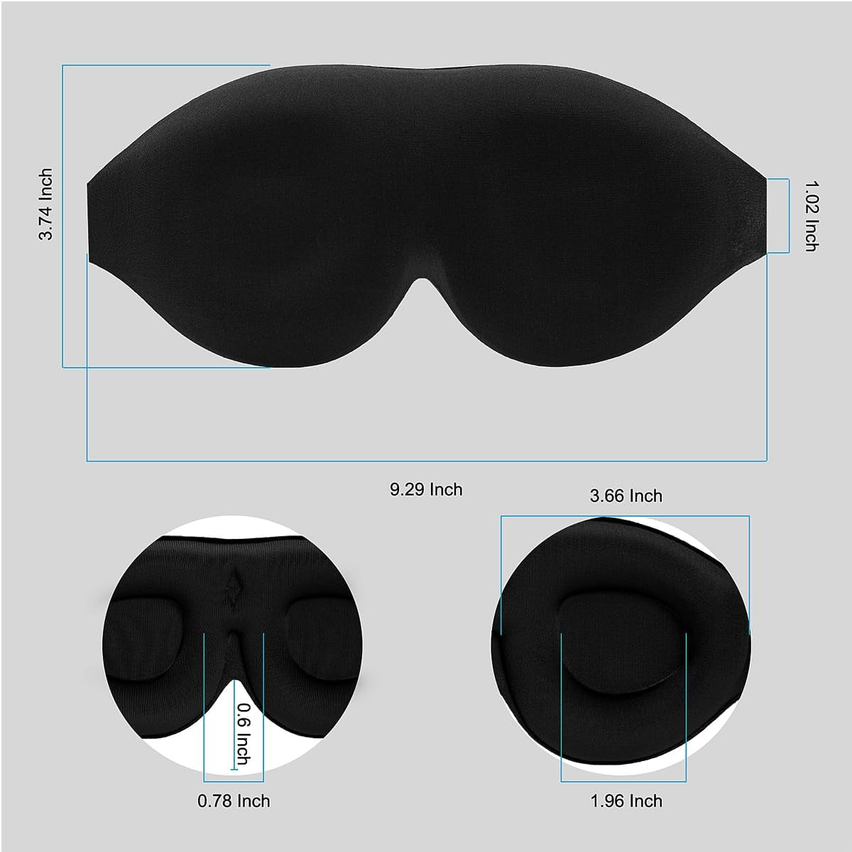 Sleep Mask Women Men with Molded Eye Cups, Well-Contoured 3 D Extra-Plush Soft Memory Foam Blackout Eye Mask Zero Pressure on Eyelids & Eyelashes W Earplugs Set - Silent Night Stars