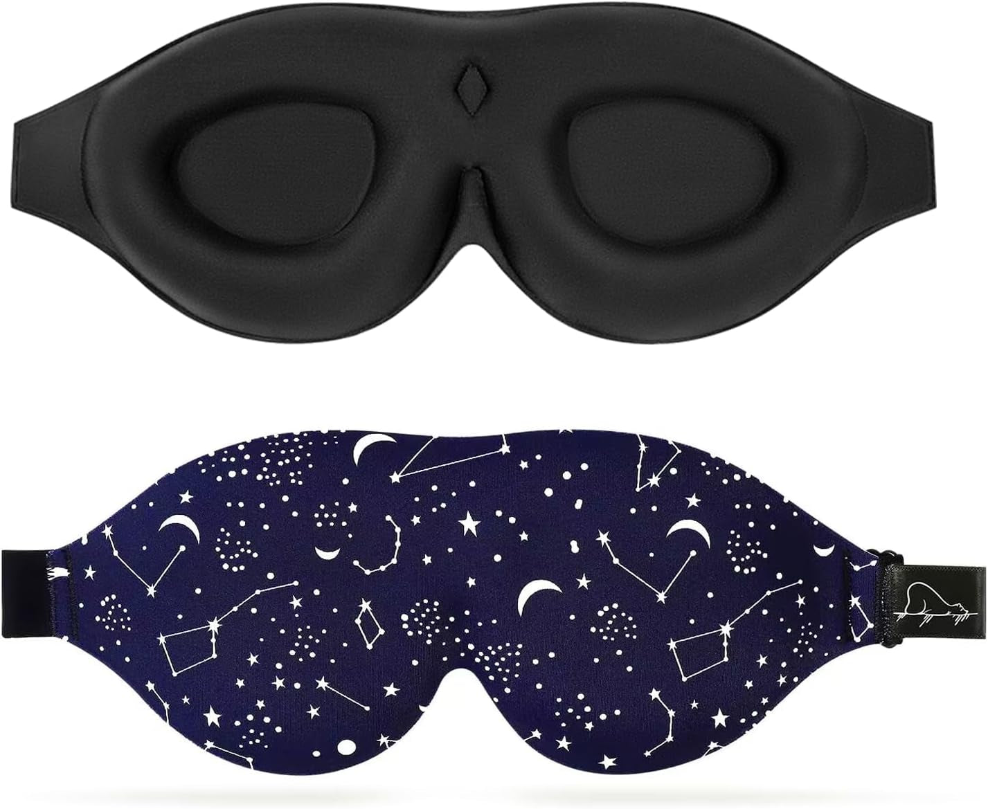 Sleep Mask Women Men with Molded Eye Cups, Well-Contoured 3 D Extra-Plush Soft Memory Foam Blackout Eye Mask Zero Pressure on Eyelids & Eyelashes W Earplugs Set - Silent Night Stars