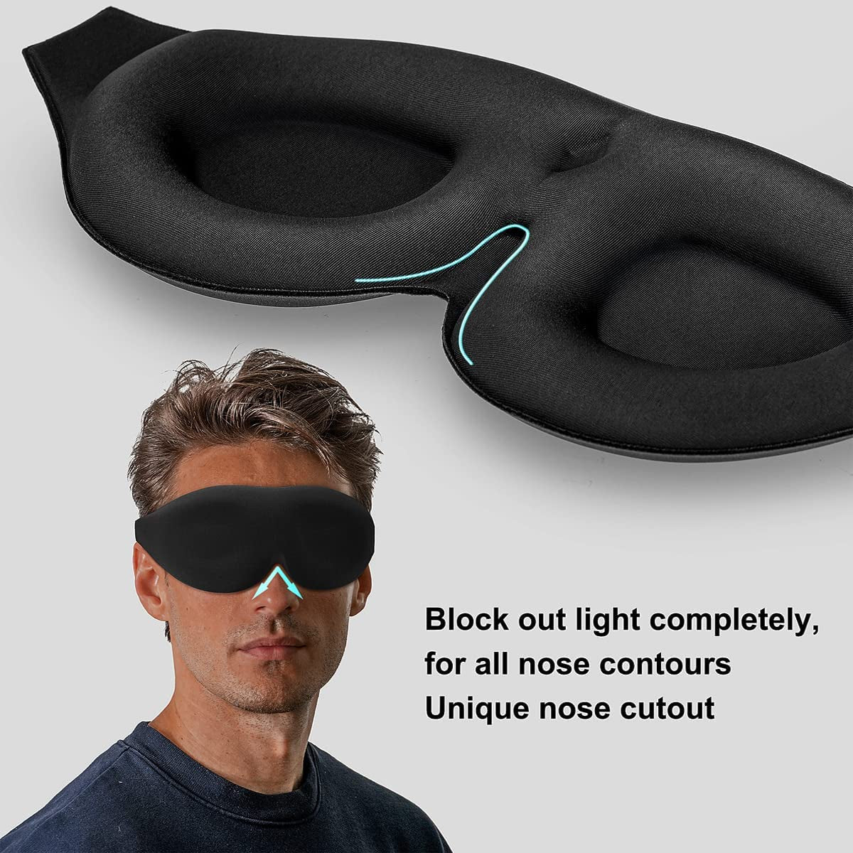 Sleep Mask Women Men with Molded Eye Cups, Well-Contoured 3 D Extra-Plush Soft Memory Foam Blackout Eye Mask Zero Pressure on Eyelids & Eyelashes W Earplugs Set - Silent Night Stars